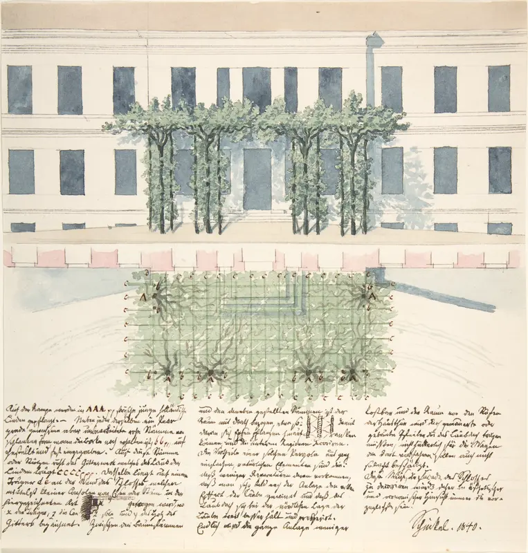 Elevation and Plan of the Façade of a Building Wall Art by Karl Friedrich Schinkel - High-Resolution Digital Print