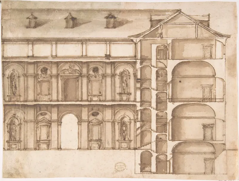 Elevation and Section Wall Art by Anonymous, Italian, 16th century - High-Resolution Digital Print