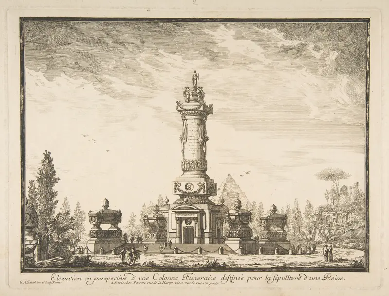 Elevation en perspective d'une colonne destinée pour la Sépultre d'une Reine Wall Art by Ennemond Alexandre Petitot - High-Resolution Digital Print