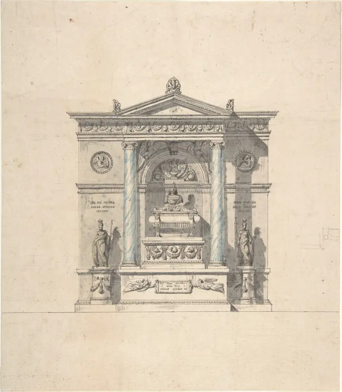 Elevation for a Wall Tomb Wall Art by Jean Michel Moreau le Jeune - High-Resolution Digital Print