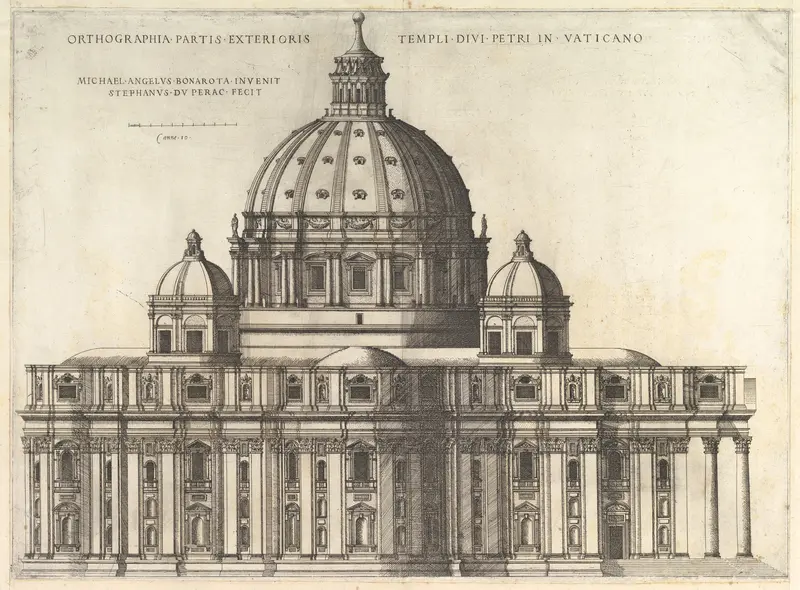 Elevation Showing the Exterior of Saint Peter's Basilica from the South as Conceived by Michelangelo (published in 1569), from "Speculum Romanae Magnificentiae"