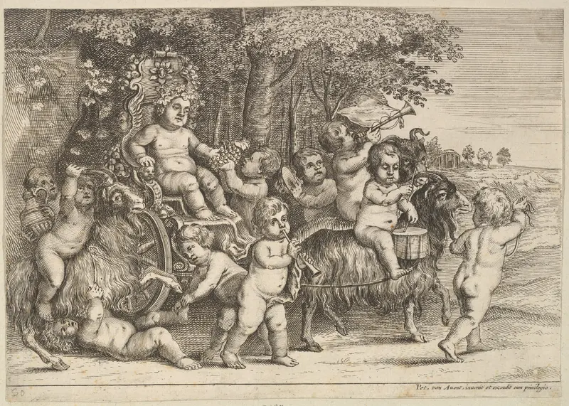 Eleven boys and three goats Wall Art by Wenceslaus Hollar - High-Resolution Digital Print
