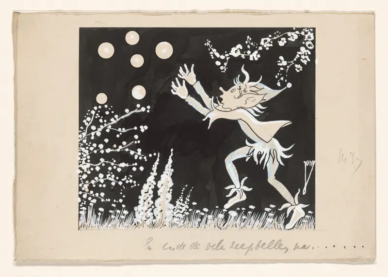 Elf rent zeepbellen achterna Wall Art by Unknown - High-Resolution Digital Print