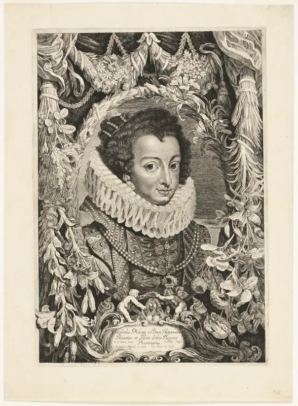 Elisabeth of Bourbon, Queen of Spain, plate 13 from Duces Burgundiae (Dukes of Burgundy) Wall Art by Jacob Louys - High-Resolution Digital Print