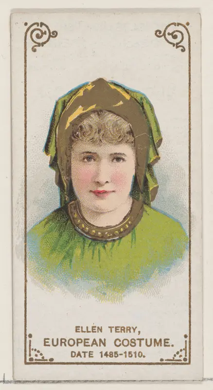 Ellen Terry in European Costume from 1485-1510, from the set Actors and Actresses, First Series (N70) for Duke brand cigarettes Wall Art by W. Duke, Sons & Co. - High-Resolution Digital Print