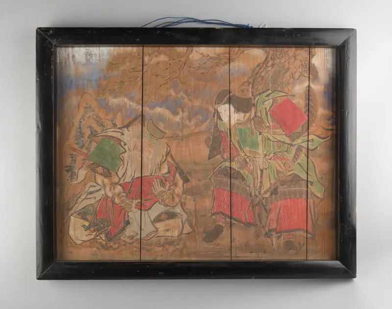 Ema (Votive Painting) of Empress Jingū, Her Minister Takenochi no Sukune, and an Infant (the Future Emperor Ōjin)