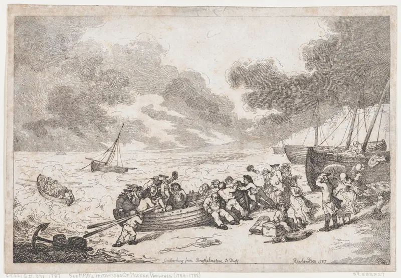 Embarking from Brighthelmstone to Diepp[e] Wall Art by Thomas Rowlandson - High-Resolution Digital Print