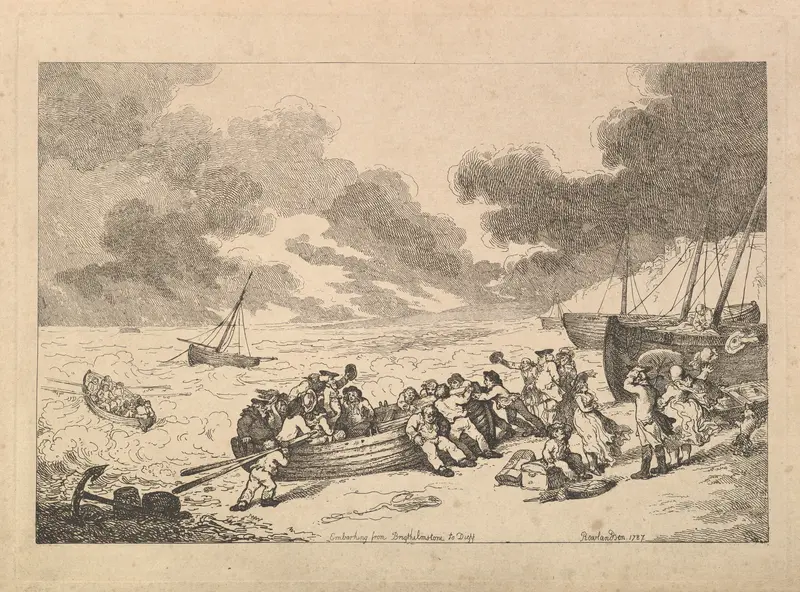 Embarking from Brighthelmstone to Diepp[e] (from, Imitations of Modern Drawings) Wall Art by Thomas Rowlandson - High-Resolution Digital Print
