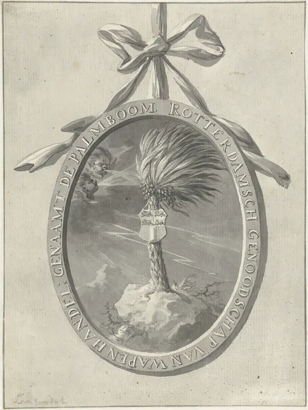 Embleem van het Rotterdams exercitiegenootschap De Palmboom, 1785. Wall Art by Unknown - High-Resolution Digital Print