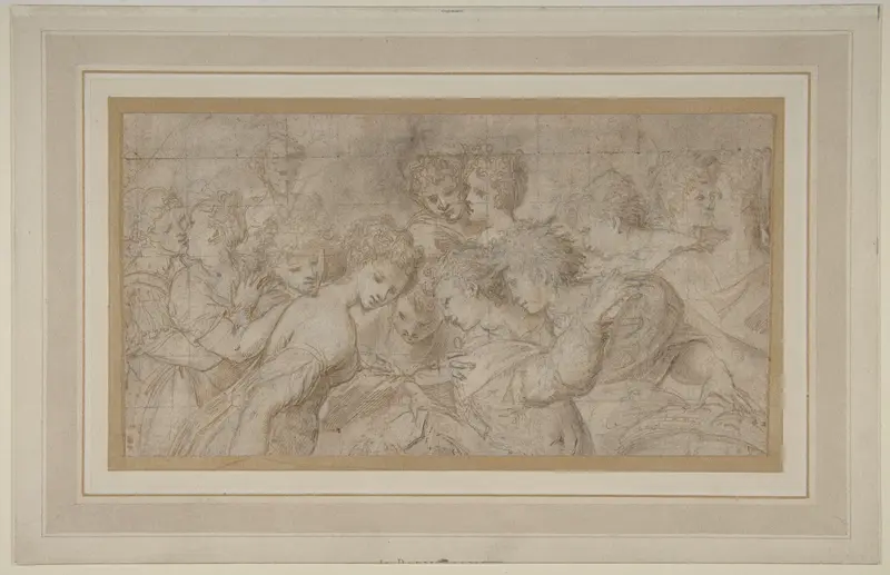 Embracing Female Figures, Some Holding Musical Scores. Wall Art by Girolamo Mirola - High-Resolution Digital Print