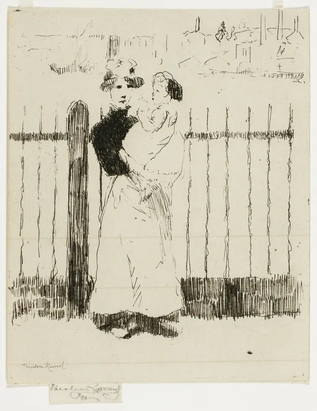 Emma and Her Baby, Chelsea Embankment Wall Art by Theodore Roussel - High-Resolution Digital Print
