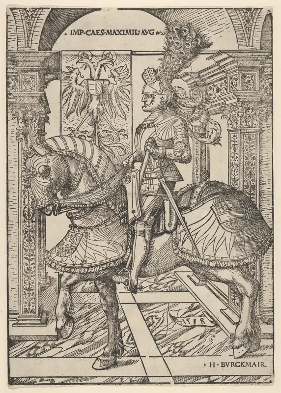 Emperor Maximilian I on Horseback Wall Art by Hans Burgkmair - High-Resolution Digital Print