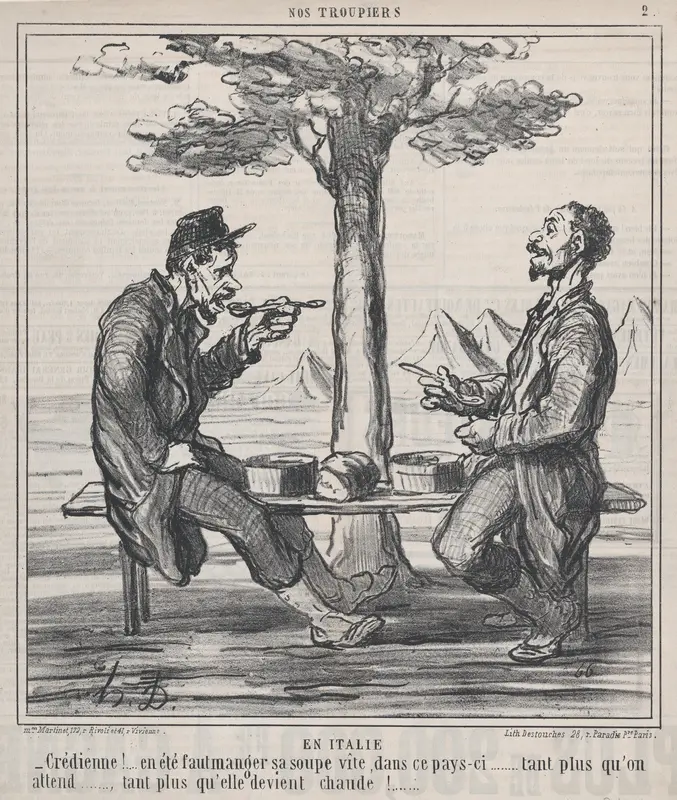 En Italie, from "Nos Troupiers" Wall Art by Honoré Daumier - High-Resolution Digital Print