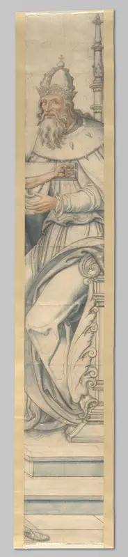 Engel. Fragmenten karton voor het glasraam in de westgevel van Joris van Egmond (Bisschop van Utrecht 1535-1559) voor de Sint Bavo Kerk te Haarlem Wall Art by Bernard van Orley - High-Resolution Digital Print
