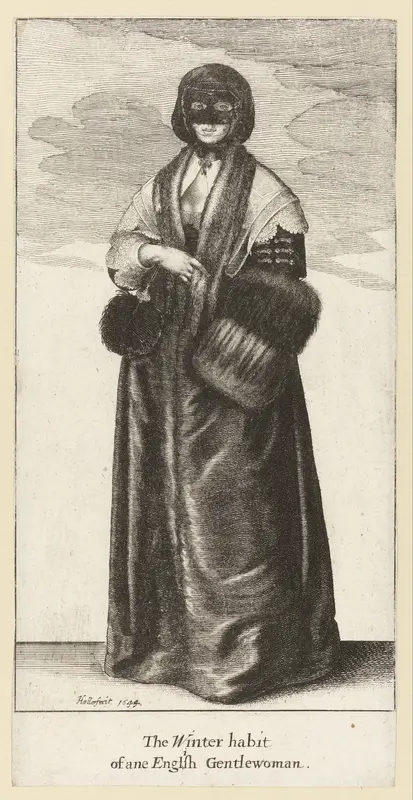 Engelse dame in een winters kostuum Wall Art by Unknown - High-Resolution Digital Print
