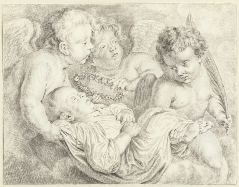 Engeltjes met dood kind Wall Art by Abraham Delfos - High-Resolution Digital Print