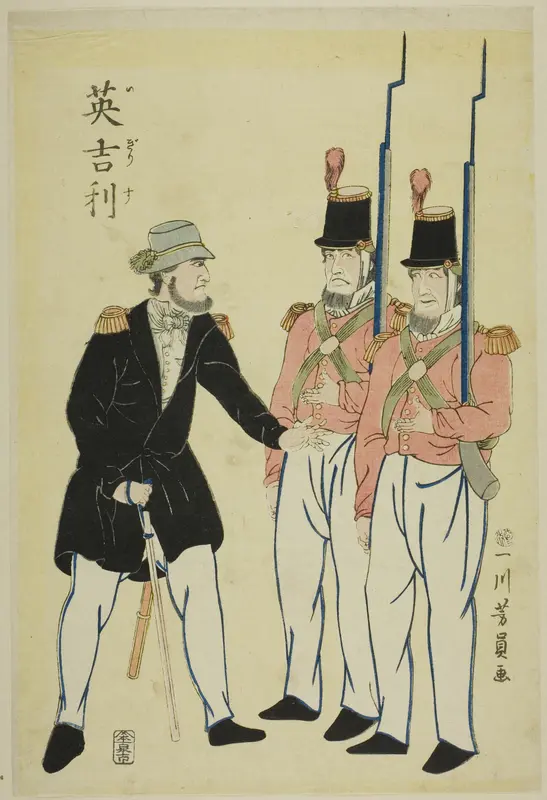 English officer and soldiers