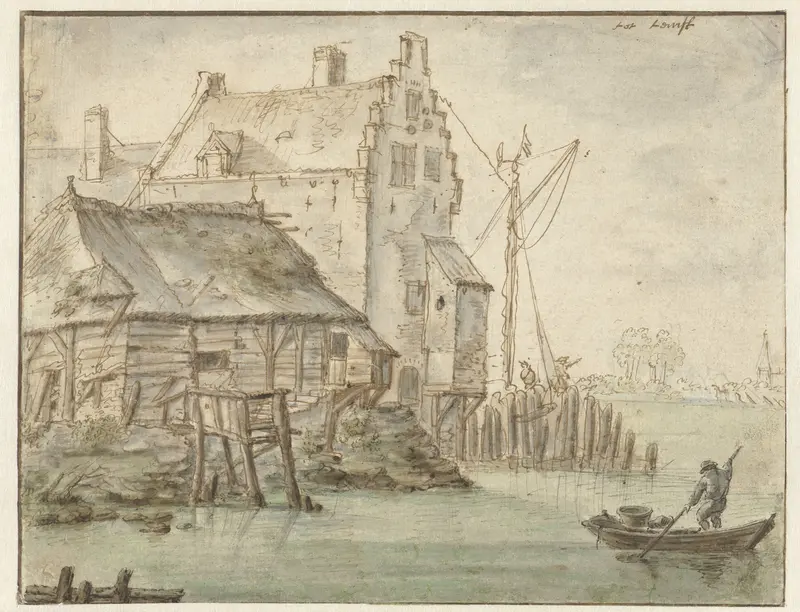 Enige huizen aan een rivier Wall Art by anonymous - High-Resolution Digital Print