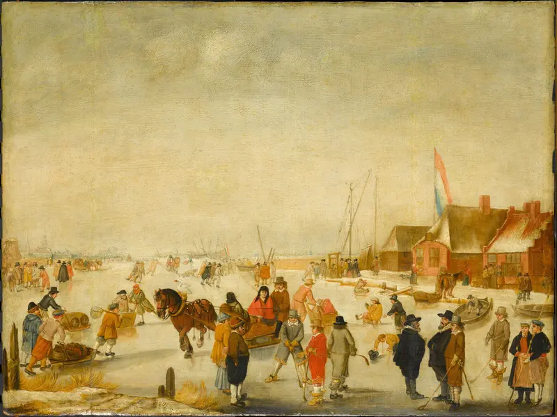 Enjoying the Ice Wall Art by Barend Avercamp - High-Resolution Digital Print