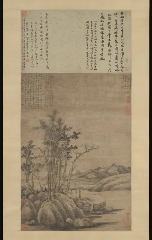 Enjoying the Wilderness in an Autumn Grove Wall Art by Ni Zan - High-Resolution Digital Print