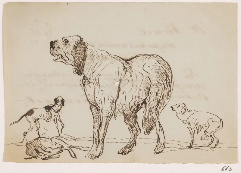 Enkele honden bij een haas Wall Art by Unknown - High-Resolution Digital Print