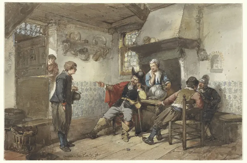 Enkele mannen en een soldaat in een herberg Wall Art by Herman Frederik Carel ten Kate - High-Resolution Digital Print