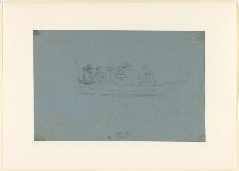 Enkele mannen en vrouwen in een bootje Wall Art by anonymous - High-Resolution Digital Print