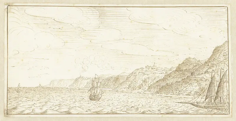 Enkele schepen voor de kust gelegen Wall Art by Johan Teyler - High-Resolution Digital Print