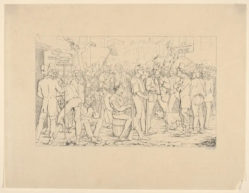 Enlistment of Sickles' Brigade, New York (from Confederate War Etchings) Wall Art by Adalbert John Volck - High-Resolution Digital Print