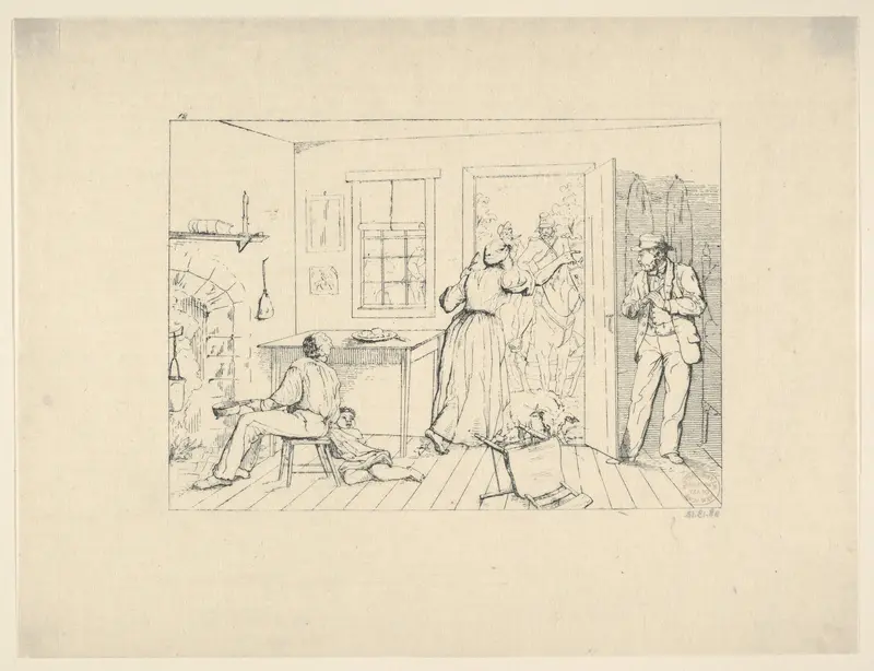 Enslaved Women Concealing their Master from a Search Party (from Confederate War Etchings) Wall Art by Adalbert John Volck - High-Resolution Digital Print