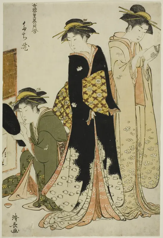 Entertainers of the Tachibana, from the series "A Collection of Contemporary Beauties of the Pleasure Quarters (Tosei yuri bijin awase)"