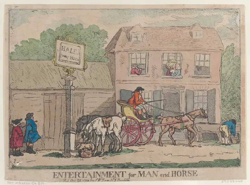 Entertainment for Man and Horse Wall Art by Thomas Rowlandson - High-Resolution Digital Print
