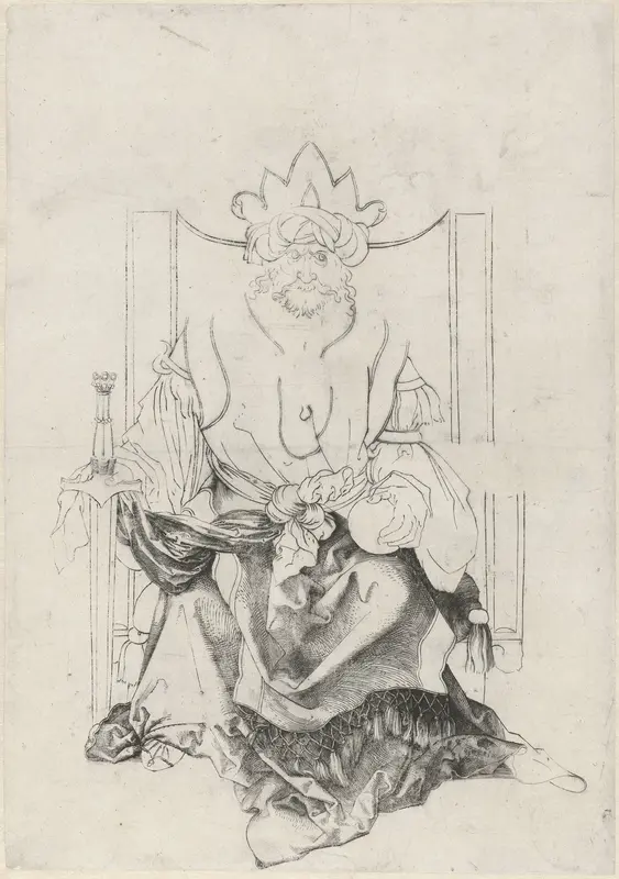 Enthroned Monarch in ‘Oriental’ Attire Wall Art by Albrecht Dürer - High-Resolution Digital Print