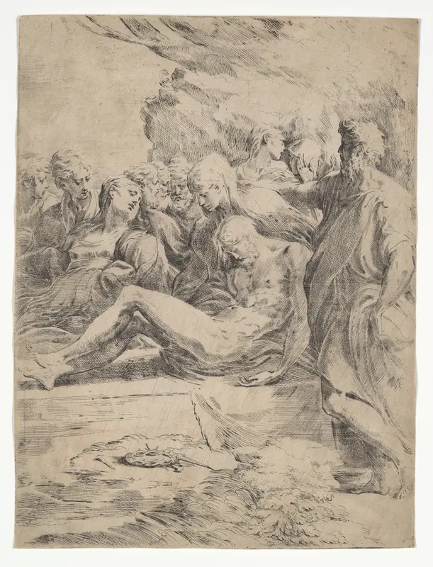 Entombment Facing Left Wall Art by Parmigianino (Girolamo Francesco Maria Mazzola) - High-Resolution Digital Print