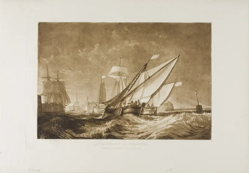 Entrance of Calais Harbour, plate 55 from Liber Studiorum Wall Art by Joseph Mallord William Turner - High-Resolution Digital Print