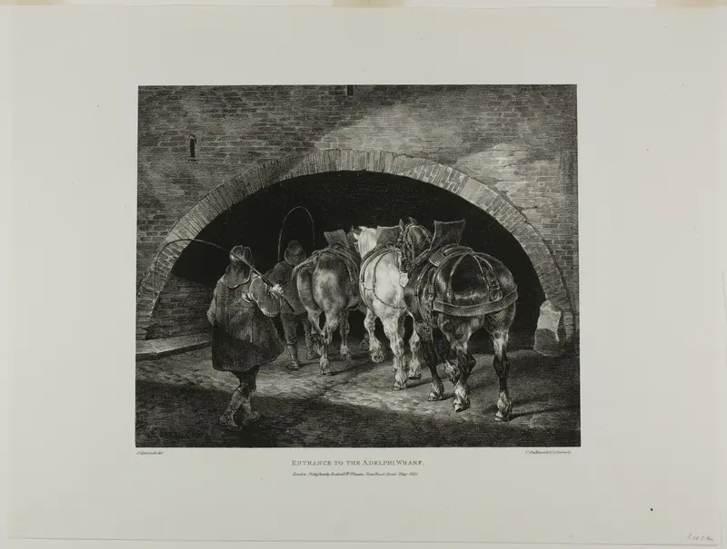 Entrance to the Adelphi Wharf, plate 11 from Various Subjects Drawn from Life and on Stone (The English Suite)