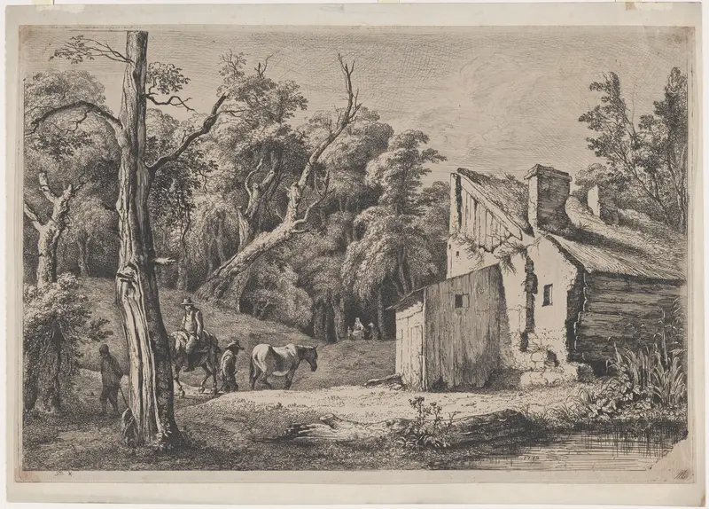 Entrance to the Forest of Brie with Cottage on the Right Wall Art by Jean Jacques de Boissieu - High-Resolution Digital Print