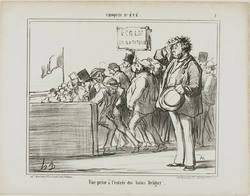 Entrance to the public baths at Deligny, plate 3 from Croquis D'été