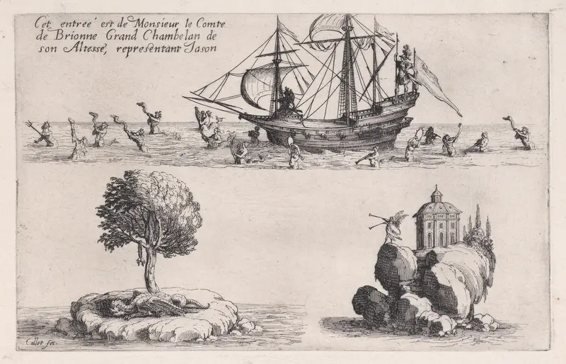 Entrée de M. de Brionne (Entrance of Monsieur de Brionne), from "Le Combat a la Barrière" Wall Art by Jacques Callot - High-Resolution Digital Print