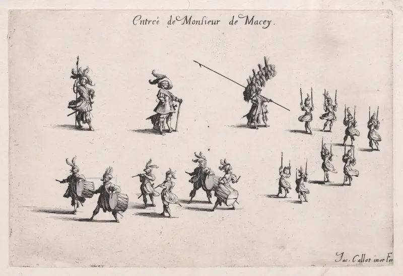 Entrée de M. de Macey (Entrance of Monsieur de Macey), from "Le Combat a la Barrière" Wall Art by Jacques Callot - High-Resolution Digital Print