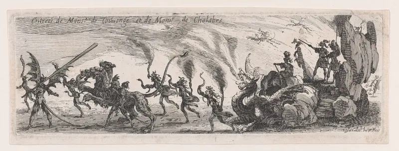 Entrée de MM. de Couvonge et de Chalabre (Entrance of Monsieur de Couvonge and of Monsieur de Chalabre), from "Le Combat a la Barrière" Wall Art by Jacques Callot - High-Resolution Digital Print