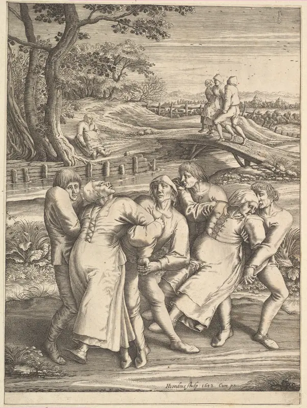 Epileptics Walking to the Left from Pilgrimage of the Epileptics to the Church at Molenbeeck Wall Art by Hendrick Hondius I - High-Resolution Digital Print