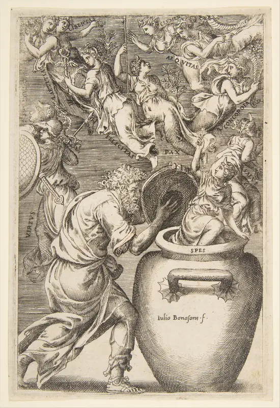 Epimetheus opening Pandora's box Wall Art by Giulio Bonasone - High-Resolution Digital Print