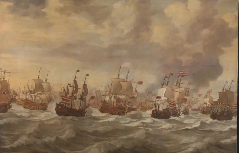 Episode from the Four Days' Naval Battle (11-14 June 1666) Wall Art by Unknown - High-Resolution Digital Print