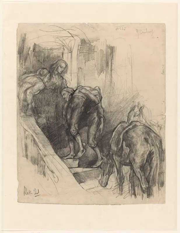 Episode uit de Barmhartige Samaritaan: de gewonde man wordt de herberg binnen gedragen Wall Art by Johannes Hendricus Jurres - High-Resolution Digital Print