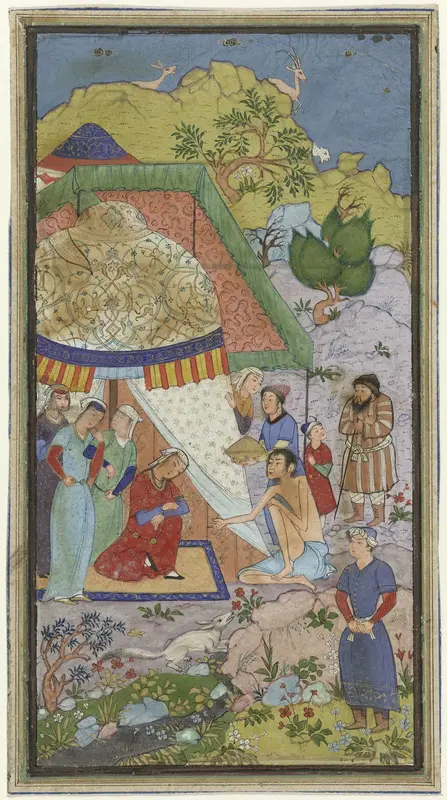 Episode uit de liefdesgeschiedenis van Laila en Majnun, Majnun in gesprek met Laila voor een tent Wall Art by anonymous - High-Resolution Digital Print