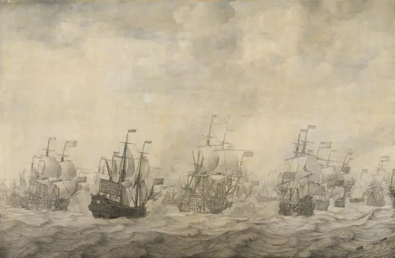 Episode uit de Vierdaagse Zeeslag, 11-14 juni 1666, in de Tweede Engelse Zeeoorlog (1665-67) Wall Art by Willem van de Velde (I) - High-Resolution Digital Print