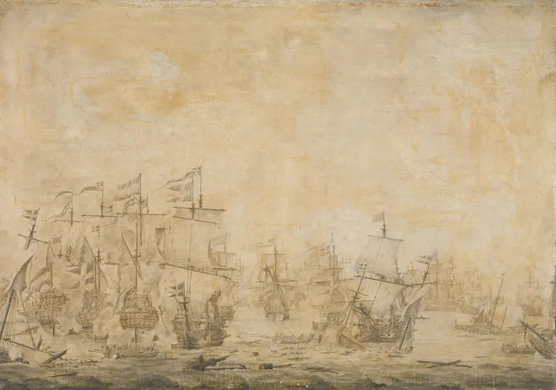 Episode uit de zeeslag in de Sont tussen de Hollandse en de Zweedse vloten, 8 november 1658 Wall Art by Unknown - High-Resolution Digital Print