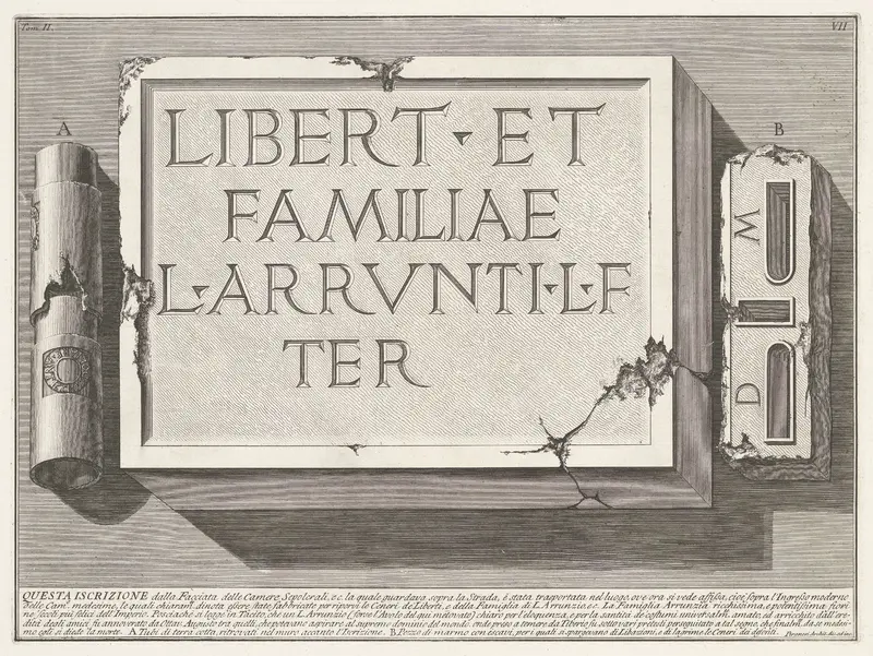 Epitaaf met inscriptie graftombe Arruntius familie Wall Art by Unknown - High-Resolution Digital Print