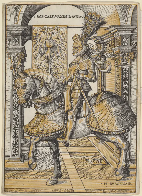 Equestrian Portrait of the Emperor Maximilian I Wall Art by Hans Burgkmair, the elder - High-Resolution Digital Print